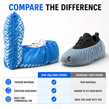 Innovative Haus Blue Disposable Shoe Covers, Non Slip Booties, 200 Pack, XL - size: Extra Large (200 Pack)