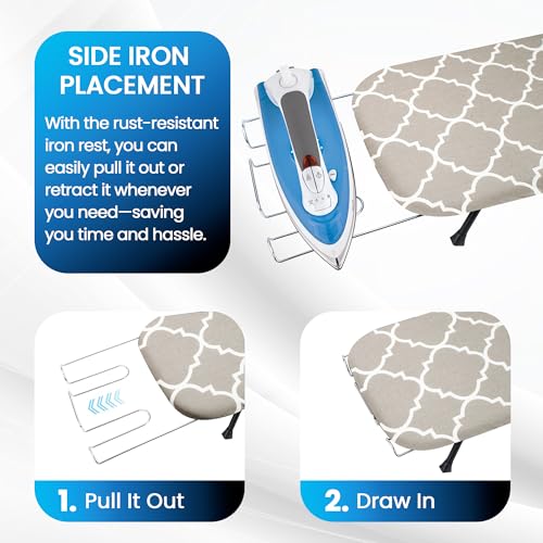 Metal Mesh Panel Tabletop Ironing Board | Foldable Iron Board | Heavy Duty Small Iron Board with Heat Resistant Cover and 100% Cotton 8mm Thicken Pad (Mesh) - color: Mesh