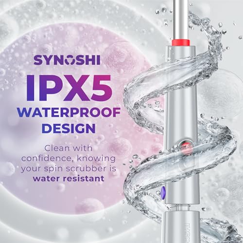 Synoshi PRO Electric Spin Scrubber with Long Handle & Cone Brush Heads - size: Synoshi PRO With Long Handle