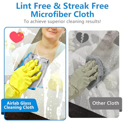 Airlab Glass Polishing Streak Free Miracle Cleaning Cloth, Sliver-Blue - color: Sliver-blue