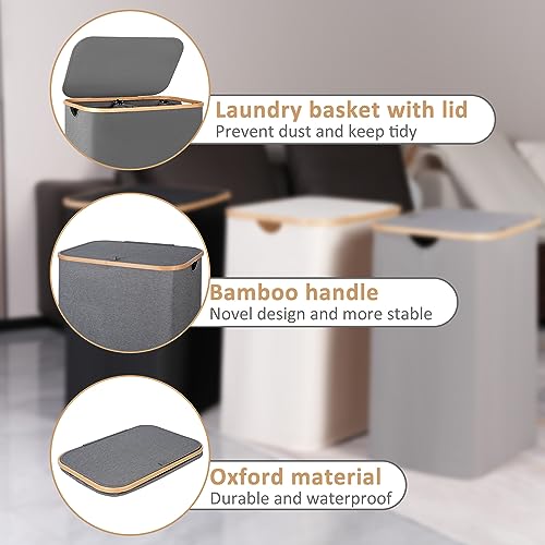 IEGrow Laundry Hamper with Lid,150L Laundry Basket with 2 Mesh Bags,Grey - color: Grey, size: 150L