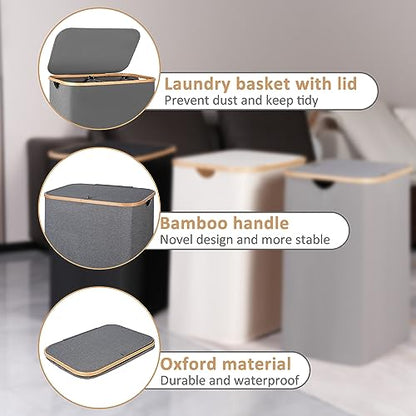 IEGrow Laundry Hamper with Lid,150L Laundry Basket with 2 Mesh Bags,Grey - color: Grey, size: 150L