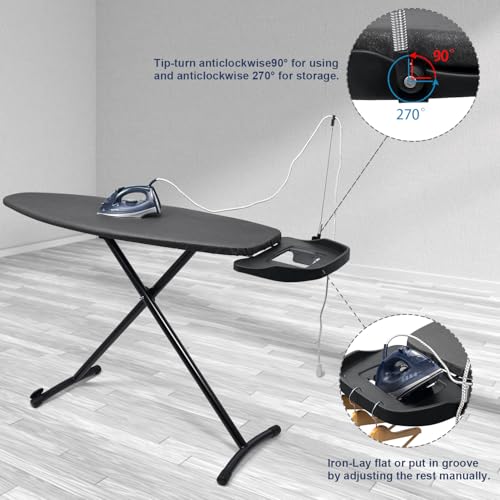 Duwee 18" ×48" Ironing Board with Retractable Iron Rest,Wide Ironing Board - size: 18"×48"