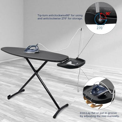 Duwee 18" ×48" Ironing Board with Retractable Iron Rest,Wide Ironing Board - size: 18"×48"