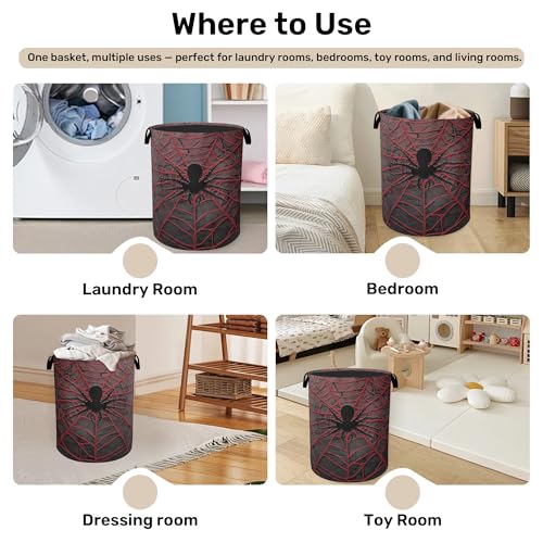 Spider Web Cool Foldable Laundry Hamper - Waterproof Fabric Storage Basket with Handles, Clothes Hampers for Laundry,Bedroom,Dorm - color: Spider Web Cool