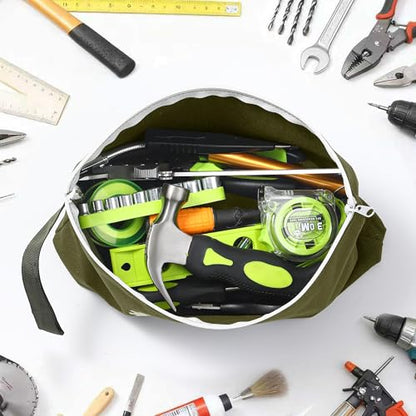 Small Tool Bag with Zipper,16oz 12 inch Tool Pouches - color: Green