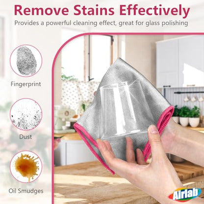 Airlab Glass Polishing Streak Free Miracle Cleaning Cloth, Sliver-Pink - color: Sliver-pink
