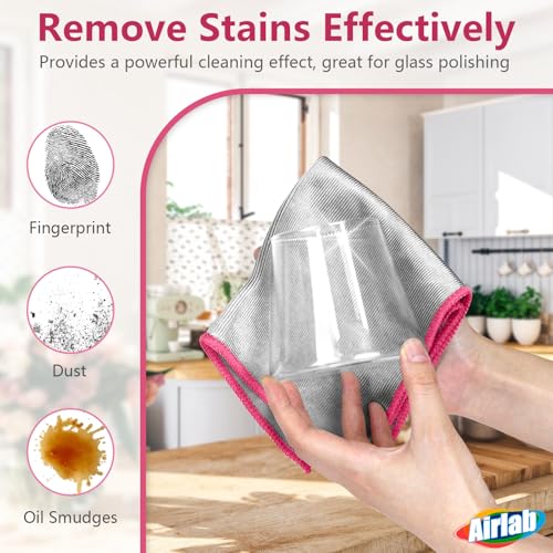 Airlab Glass Polishing Streak Free Miracle Cleaning Cloth, Sliver-Pink - color: Sliver-pink