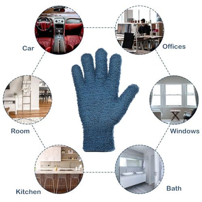 Patelai 2 Pairs Microfiber Gloves for Plants,Yellow, Dark Blue,Large - color: Yellow, Dark Blue, size: Large (2 Pairs)