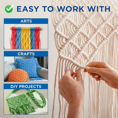 TECEUM Cotton Rope 3/16” (5 mm) – 200 FT – Strong All-Purpose Braided Rope – Natural Cotton – for Crafting, Сamping, Clothes Line, DIY, Indoor & Outdoor Use – Natural - size: 200 feet