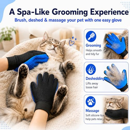 NVNAN 3 PCS Pet Hair Removal Glove and Pet Hair Remover - color: Big Fabric Pet Hair Gloves+Pet Grooming Brush
