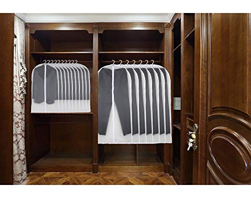 Garment Bag Covers 24''X54'' Lightweight White PEVA Breathable Bags (Pack of 6) with Study Full Zipper for Closet Clothes Storag (24''X55'', White) - color: White, size: 24''X55''