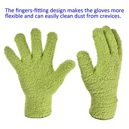 M METERXITY Dust Removal Gloves - Household Cleaning Mitts Soft & Durable, Apply to Kitchen/Garden/Room - color: Green