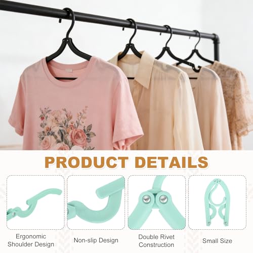 uxcell 10 Pcs Portable Travel Hangers, Plastic Foldable Hangers Cruise Essentials Clothes Drying Rack for Camping Flying Suitcase Travel Accessories Road Trip Hotel, Green - color: Green