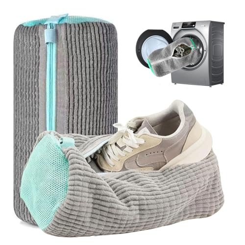 Shoe Washing Machine Bag 2pcs Laundry Bags for Washer & Dryer Deep Cleaning Machine for All Shoes Type Shoe Cleaning Bag with Zipper (Grey) - color: Grey 2Pcs