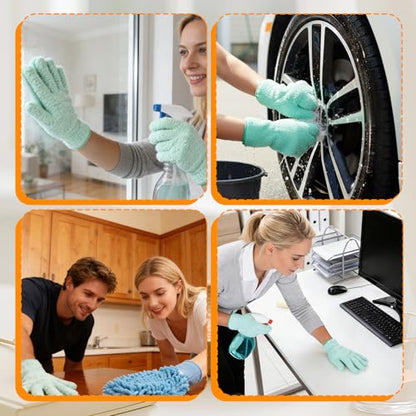 Skrfren 3 Pcs Microfiber Dusting Mitt Gloves for Plants Microfiber Gloves Washable Dusting Glove Dustings Cleaning Glove for House Cleaning Furniture Car Washing