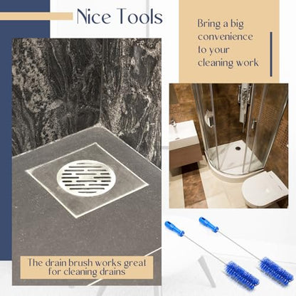 Baderke 2 Pcs Drain Brush Pipe Cleaning Tube Brush, Blue, 19.7 x 2 Inch - color: Blue, size: 19.7 x 2 Inch
