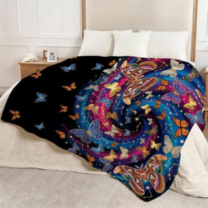 Boho Butterfly Throw Blanket, Ultra-Soft Flannel Fleece 60" x 80" - color: Boho Butterfly Art, size: 60"x80"