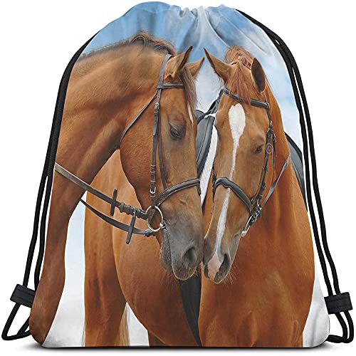Horse Drawstring Bags Backpack Bag Brown Horses Animal Vivid Color Black Stripe Cool Portrait Wild Love Sport Gym Sack Drawstring Bag String Bag Yoga Bag for Men Women - color: Multi-a12