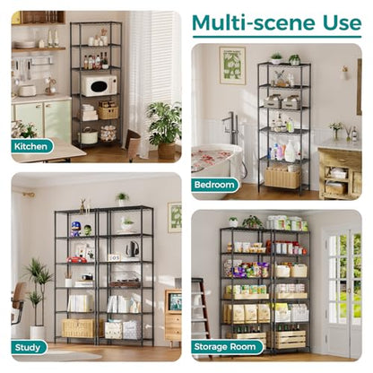 SINGAYE 6 Metal Shelves Wire Shelving Storage Shelf Adjustable Unit Pantry - color: Black, size: 6 Tier 14"Dx24"Wx72"H