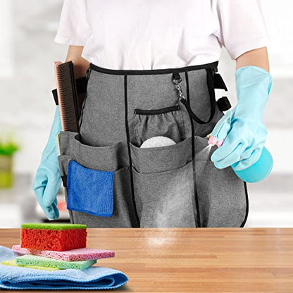 LoDrid Professional Cleaning Apron with 9 Pockets and Waist Belt, Gray - color: Gray