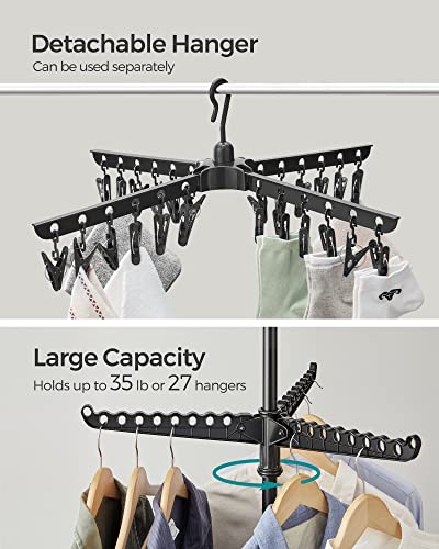 SONGMICS Clothes Drying Rack, 72.8-Inch Drying Rack, 3 Rotatable Arms - color: Black, style: 2-Tier-Clip