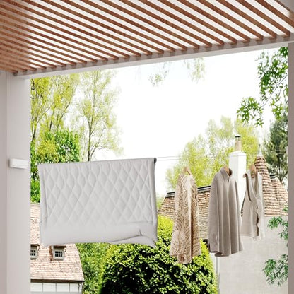 Retractable Clothesline Indoor, Non-Sagging Clothes line retracting Outdoor, Heavy Duty Wall Mounted Laundry Line Adjustable Stainless Steel for Laundryroom, Bathroom, 15.8 Feets Double Lines White - style: White