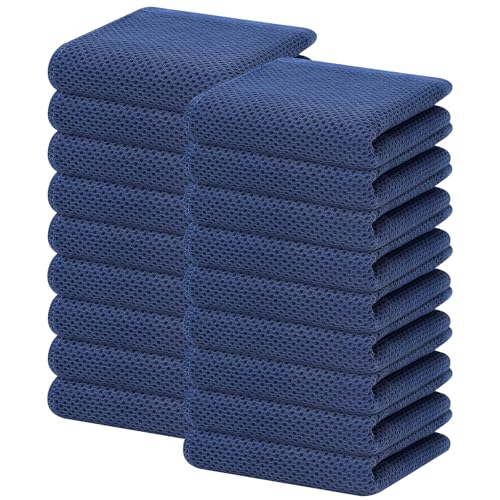 Homaxy 100% Cotton Waffle Weave Kitchen Dish Towels 18-Pack, Navy Blue - color: Navy Blue, size: 13 X 28 - 18 Pack
