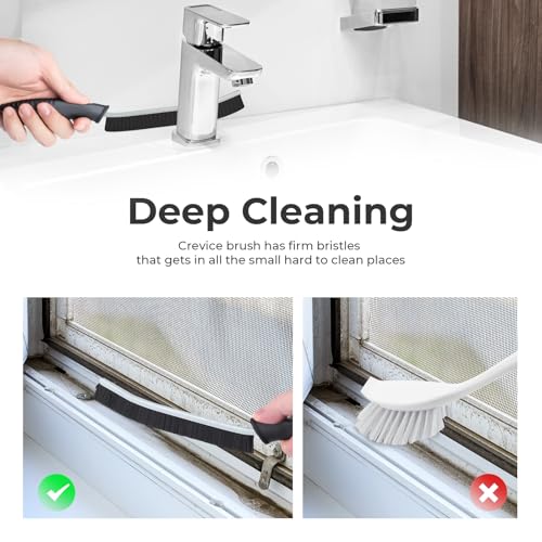 TQRR 6Pcs Hard Bristle Crevice Cleaning Brushes -Grout Scrub Brush - color: Black