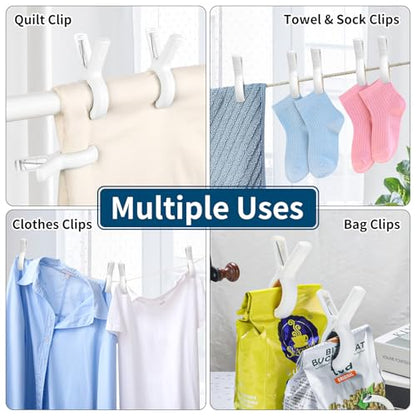 Senbowe 12 Pack Beach Towel Clips, Heavy Duty Plastic Clothes Pins, Windproof Clothes Clips to Dry on Clothesline and Hanging Rack - color: Blue, Khaki (3.7 Inch)