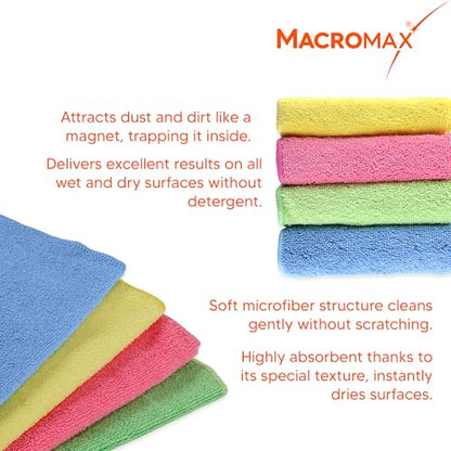 Macro Max Microfiber Cleaning Cloths 10 Pack, Lint Free 11x8in