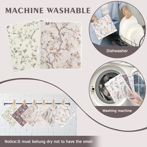 Swedish Dishcloth Dish Towel Set: Kitchen Cellulose Sponge Cloth (Flower) - color: 02 Flower