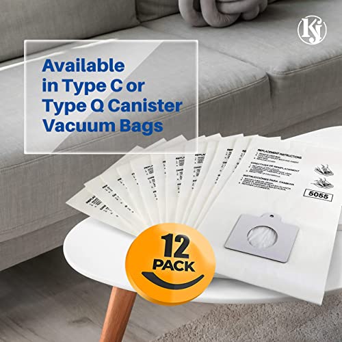 K&J 12-Pack Vacuum Bags, Compatible with Kenmore Q/C, 5055, 50557, 50558, 400 Series, 600 Series, and Panasonic C-5 Canister Vacuums