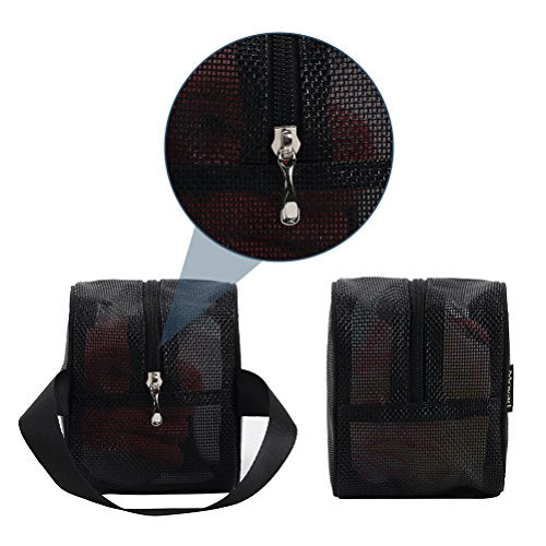 Moyad Mesh Shower Caddy Portable Toiletry Bag College Dorm Room Essentials for Girls Guys Gym Bag Camping Organizer Hanging Bathroom Mesh Bag, Black - size: Small
