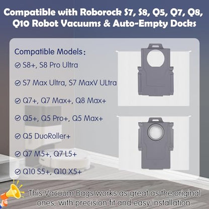 12 Pack Dust Bags for Roborock Q7 M5+/L5+, Q10 S5+/X5+, Q5+, Q5 Max+/Pro+ - size: Q10/Q5/Q7/Q8 Series Bags 12 Pack