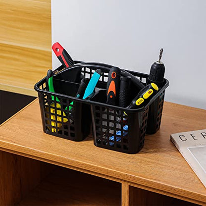 Portable Shower Caddy Basket Plastic Storage Basket with Compartments Black - color: Black