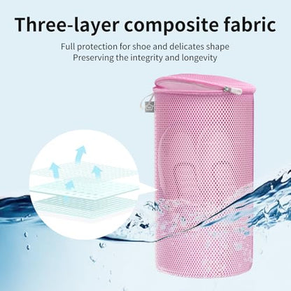 Shoe Washing Machine Bag, Large Laundry Bag for Sneaker, Pink, 8x15", 2Pcs - color: Pink, size: 2XL(8x8x15")