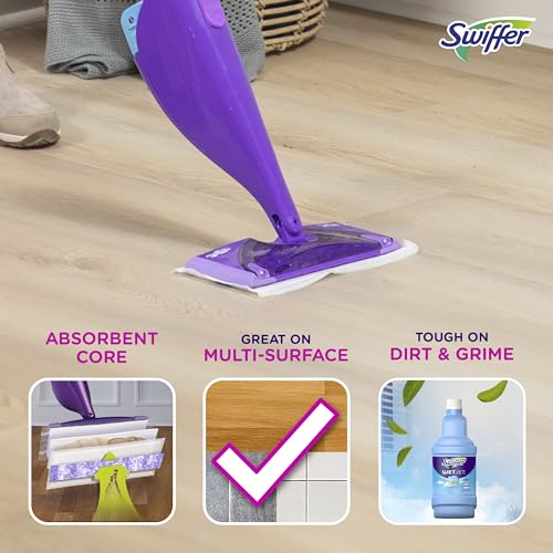 Swiffer WetJet Hardwood Floor Cleaner Spray Mop Pad Refill, Bathroom Cleaning Supplies, Hardwood Floor Cleaner, Multi Surface, 24 Count (Pack of 2) - size: 24 Count (Pack of 2)