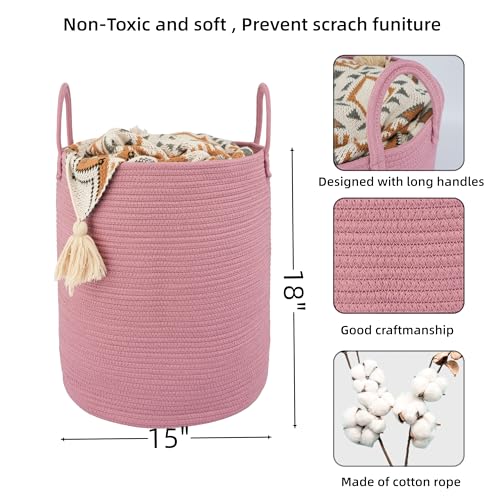XUANGUO Cotton Rope Laundry Basket Hamper for Clothes, grape purple - color: grape purple, size: Regular