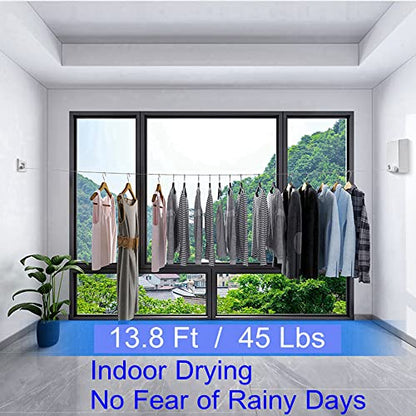 Retractable Clothesline Clothes Line Retracting Outdoor/Indoor, Heavy Duty Stainless Steel Adjustable Drying Rope Wire Dryer with ABS case+Aluminum, Self Adhesive Wall Mount Upgrade Edge White - color: V-upgrade White With Silver Edge