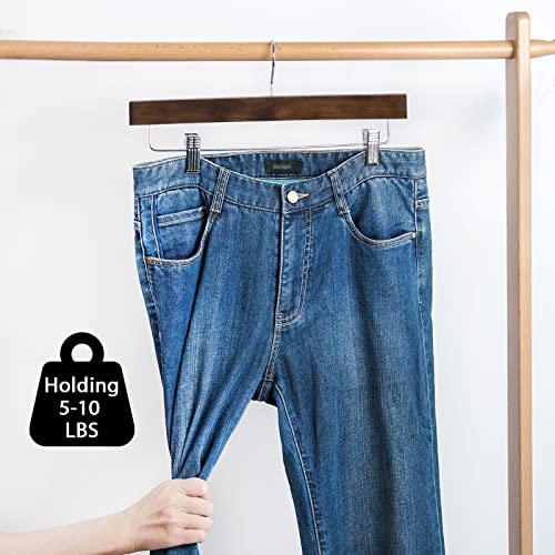 Nature Smile Wooden Pants Skirt Trousers Hangers with Clips (10Pcs Retro) - color: Retro