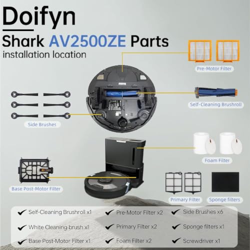Replacement Parts for Shark AI AV2501S AV2511AE Robot Vacuum Cleaner, 17Pcs - size: Complete Kit - 17 Parts
