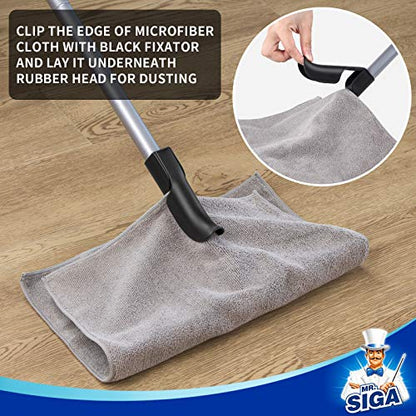 MR.SIGA Pet Hair Removal Rubber Broom with Built in Squeegee - size: 12.6*2.1*62 in