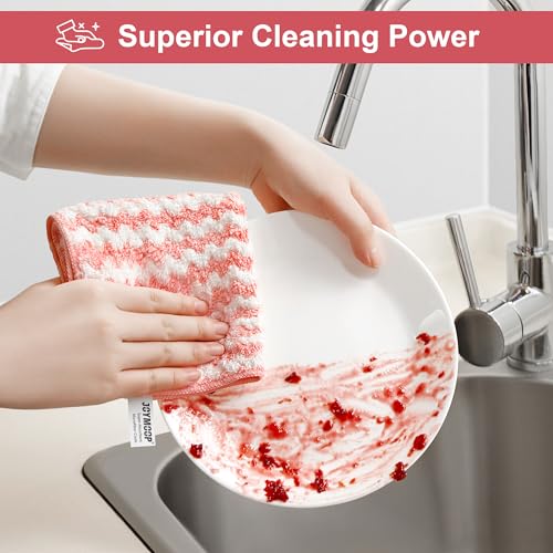 JOYMOOP 5 Pack Microfiber Cleaning Cloth, All-Purpose Microfiber Towels, Absorbent Streak Free Lint Free Rags for Cleaning Reusable and Washable Towels - 11.81" x 11.81" - color: Mixed [Pink+blue+green], size: 11.8"x11.8" - 5pcs