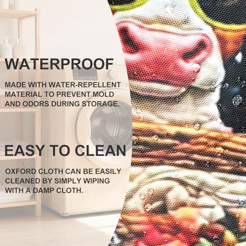 Cow Laundry Basket Foldable Oxford Laundry Hamper With Handle For Room Bathroom Bedroom - color: Cow