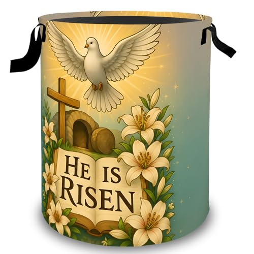 Cute Dove Laundry Basket Hamper, Organizer Bins Gifts for Women Kids, Peaceful Lily Foldable Waterproof Clothes Hamper Handles Storage Bucket for Bedroom Bathroom Room Decor 19.7"x15.7" - color: Dove