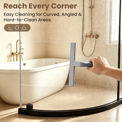 10 Inch Silicone Shower Squeegee for Glass Doors, Streak-Free, Grey - color: Gray