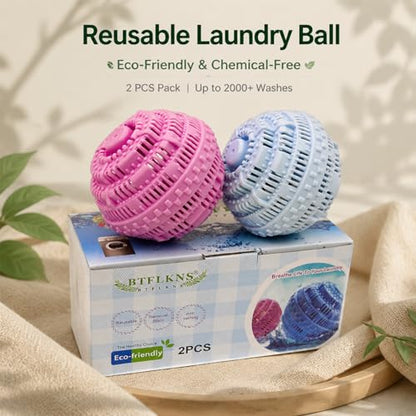 Laundry Balls Set, Eco-Friendly Super Washing Machine Laundry Ball, All Natural Washer Ball Laundry Detergent Alternative, Household Can Be Reused 2000 Washings(2pcs Balls, Pink,Blue) - color: 2Pack,Pink,Blue