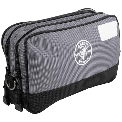 KLEIN TOOLS Tool Pouch, Dual Compartments, Heavy-Duty Tool Bag Organizer, Multipurpose Bag - size: 12" x 7"