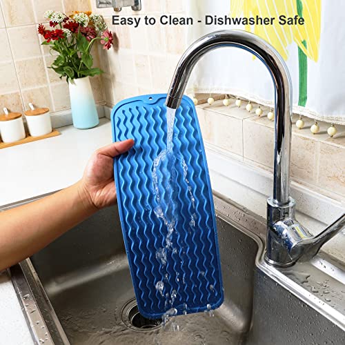 ZLR Small Dish Drying Mat for Kitchen Counter, 6"x17", Lichen Blue - color: Lichen Blue, size: 17" x 6"